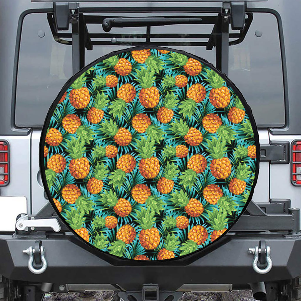 Exotic Tropical Pineapple Pattern Print Tire Cover