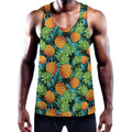 Exotic Tropical Pineapple Pattern Print Men's Workout Tank Top