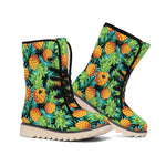 Exotic Tropical Pineapple Pattern Print Winter Boots