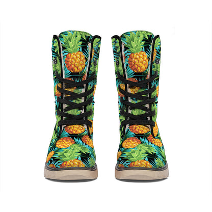 Exotic Tropical Pineapple Pattern Print Winter Boots