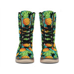 Exotic Tropical Pineapple Pattern Print Winter Boots