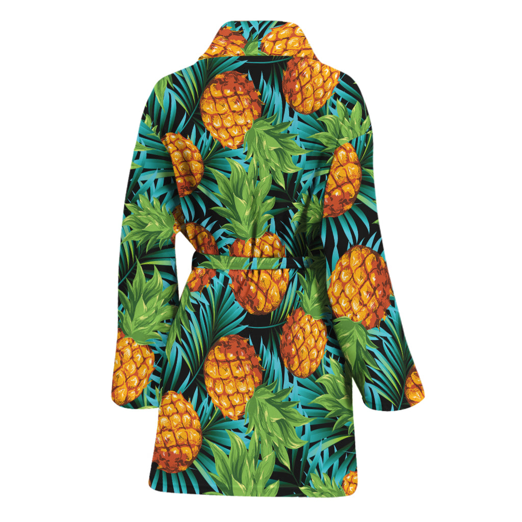 Exotic Tropical Pineapple Pattern Print Women's Bathrobe