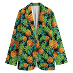 Exotic Tropical Pineapple Pattern Print Women's Cotton Blazer