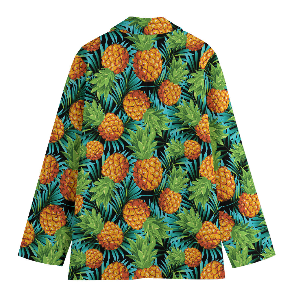 Exotic Tropical Pineapple Pattern Print Women's Cotton Blazer