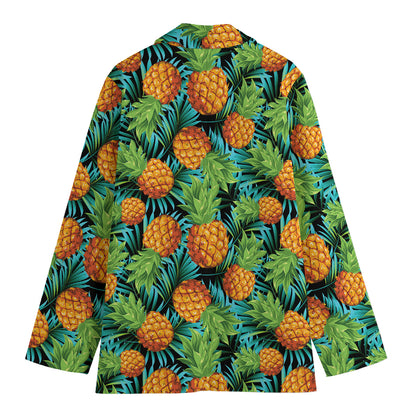 Exotic Tropical Pineapple Pattern Print Women's Cotton Blazer