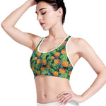 Exotic Tropical Pineapple Pattern Print Women's Sports Bra