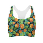 Exotic Tropical Pineapple Pattern Print Women's Sports Bra