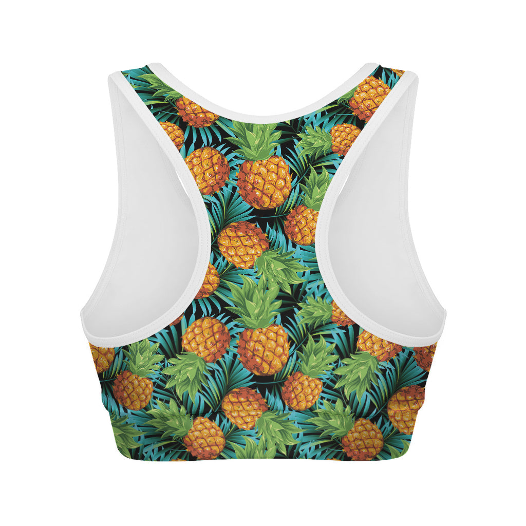 Exotic Tropical Pineapple Pattern Print Women's Sports Bra