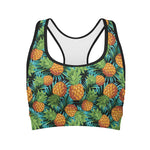 Exotic Tropical Pineapple Pattern Print Women's Sports Bra
