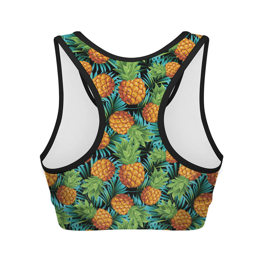 Exotic Tropical Pineapple Pattern Print Women's Sports Bra