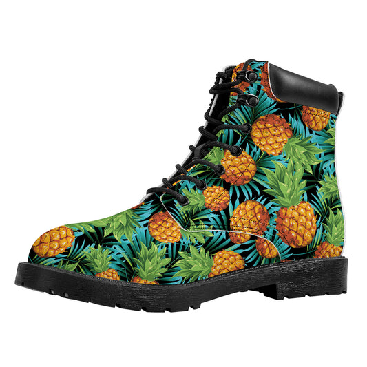 Exotic Tropical Pineapple Pattern Print Work Boots