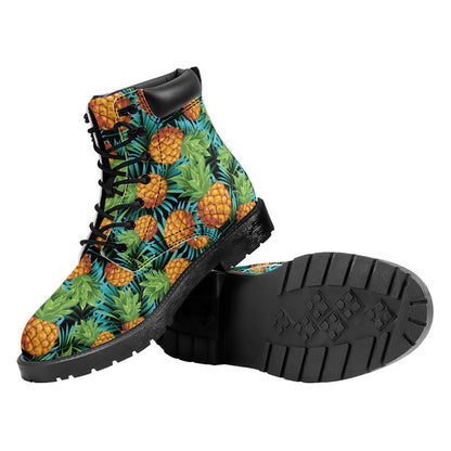 Exotic Tropical Pineapple Pattern Print Work Boots