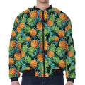 Exotic Tropical Pineapple Pattern Print Zip Sleeve Bomber Jacket