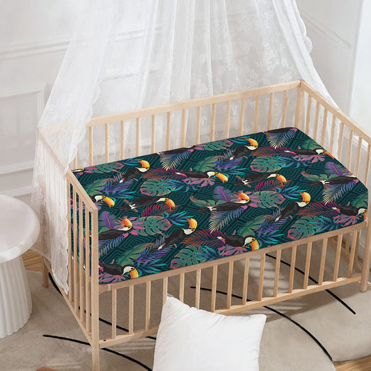 Exotic Tropical Toucan Pattern Print Baby Crib Sheet