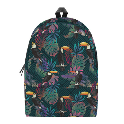 Exotic Tropical Toucan Pattern Print Backpack