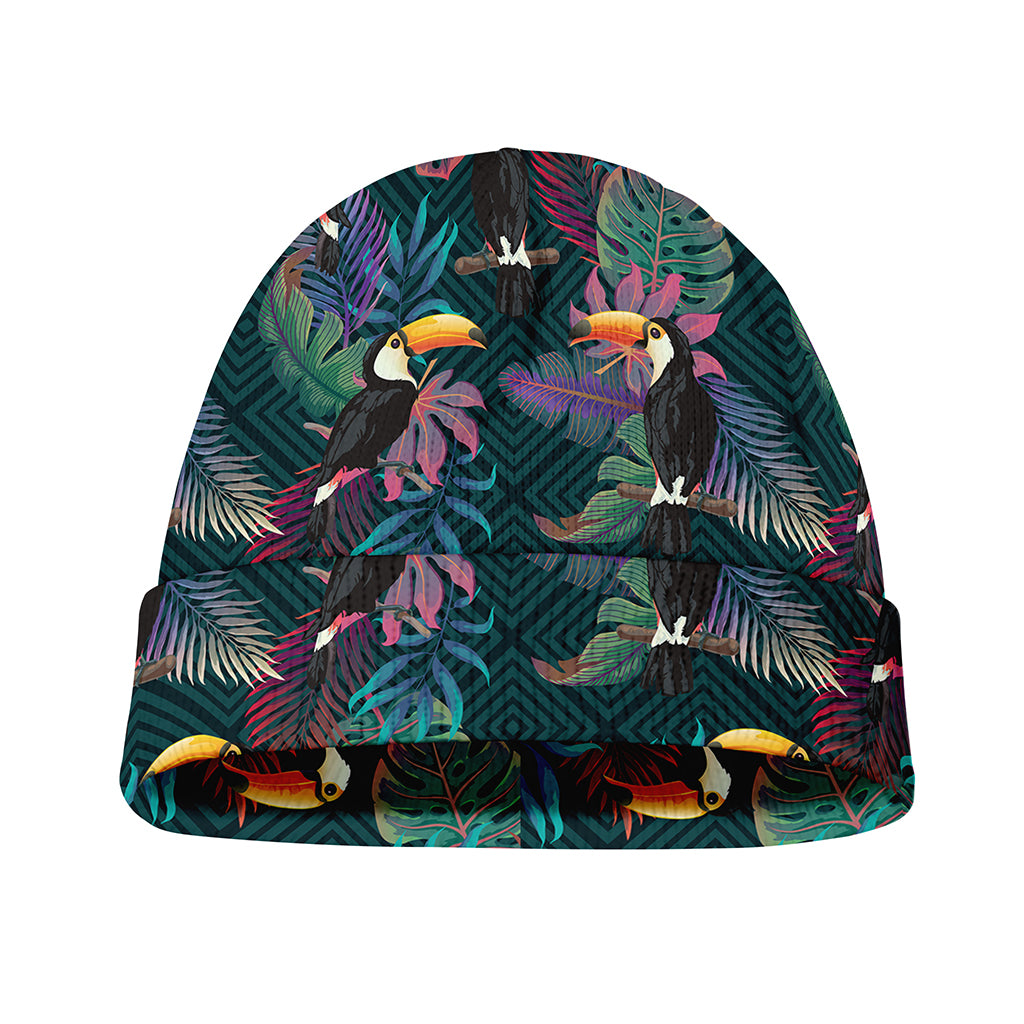 Exotic Tropical Toucan Pattern Print Beanie