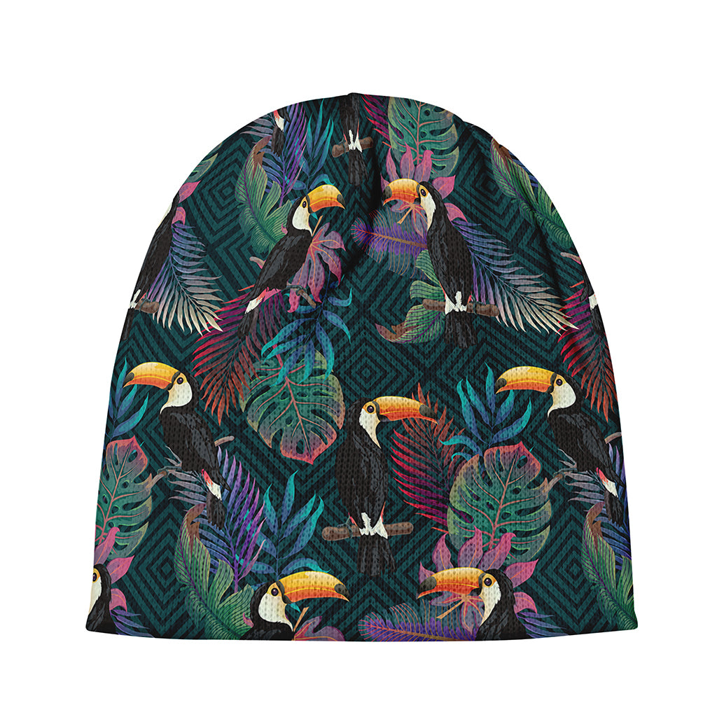 Exotic Tropical Toucan Pattern Print Beanie