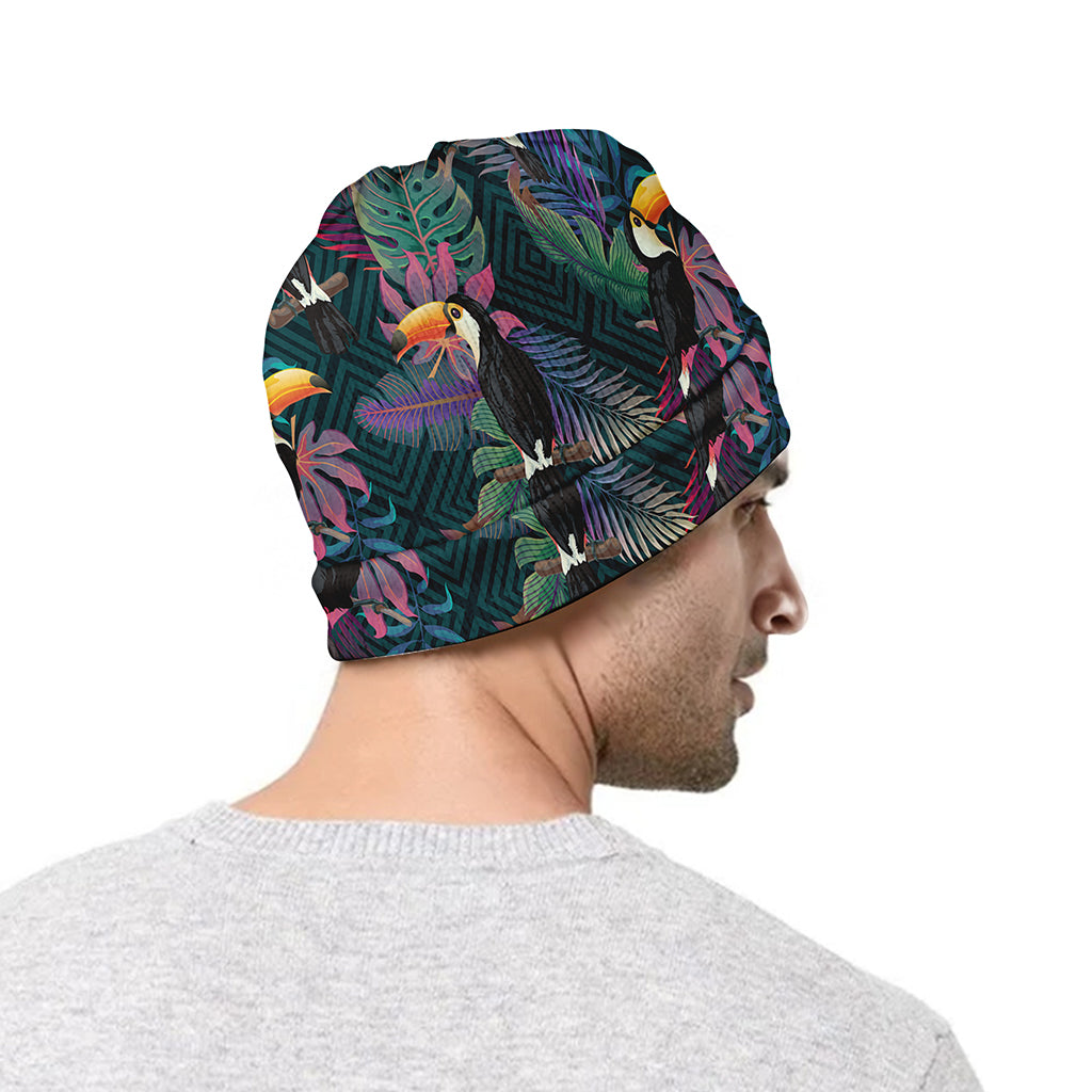 Exotic Tropical Toucan Pattern Print Beanie