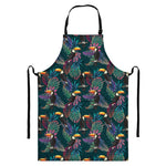 Exotic Tropical Toucan Pattern Print Bib Apron With Pocket