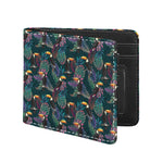 Exotic Tropical Toucan Pattern Print Bifold Wallet