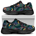 Exotic Tropical Toucan Pattern Print Black Chunky Shoes