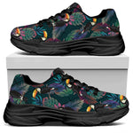 Exotic Tropical Toucan Pattern Print Black Chunky Shoes