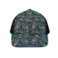 Exotic Tropical Toucan Pattern Print Black Mesh Trucker Hat