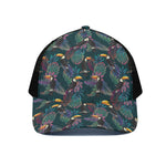 Exotic Tropical Toucan Pattern Print Black Mesh Trucker Cap
