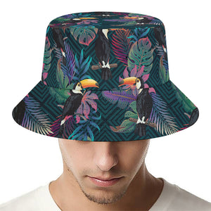 Exotic Tropical Toucan Pattern Print Bucket Hat