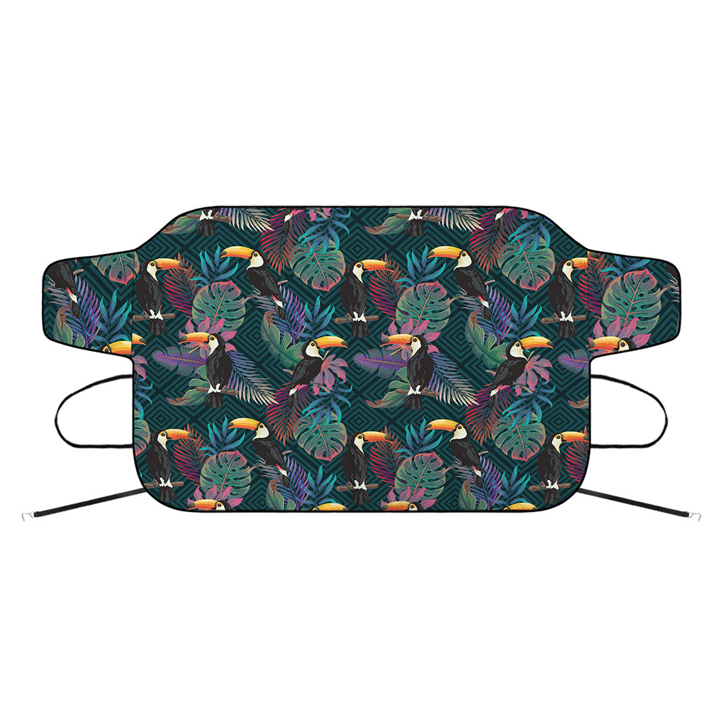 Exotic Tropical Toucan Pattern Print Car Windshield Snow Cover