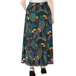 Exotic Tropical Toucan Pattern Print Chiffon Maxi Skirt