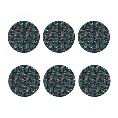 Exotic Tropical Toucan Pattern Print Coaster Set