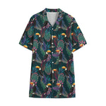 Exotic Tropical Toucan Pattern Print Cotton Hawaiian Shirt