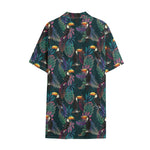 Exotic Tropical Toucan Pattern Print Cotton Hawaiian Shirt