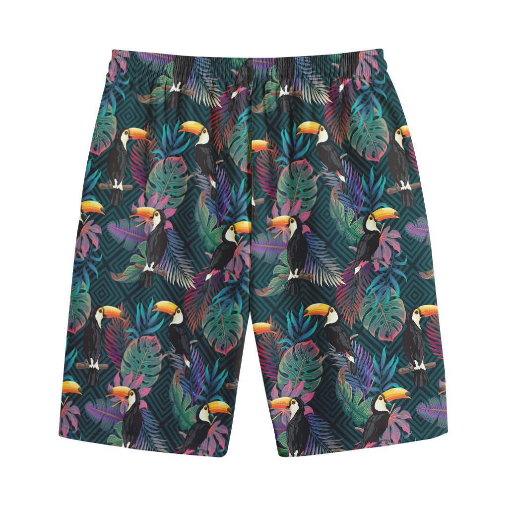 Exotic Tropical Toucan Pattern Print Cotton Shorts