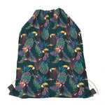 Exotic Tropical Toucan Pattern Print Drawstring Bag