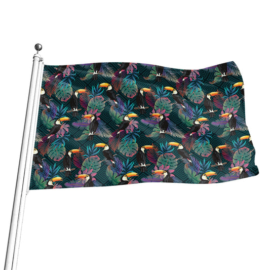 Exotic Tropical Toucan Pattern Print Flag