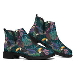 Exotic Tropical Toucan Pattern Print Flat Ankle Boots