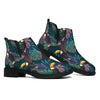 Exotic Tropical Toucan Pattern Print Flat Ankle Boots