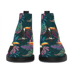 Exotic Tropical Toucan Pattern Print Flat Ankle Boots