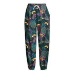 Exotic Tropical Toucan Pattern Print Fleece Lined Knit Pants