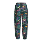 Exotic Tropical Toucan Pattern Print Fleece Lined Knit Pants