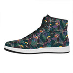 Exotic Tropical Toucan Pattern Print High Top Leather Sneakers