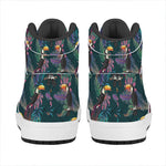 Exotic Tropical Toucan Pattern Print High Top Leather Sneakers