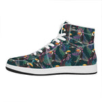 Exotic Tropical Toucan Pattern Print High Top Leather Sneakers