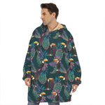 Exotic Tropical Toucan Pattern Print Hoodie Blanket