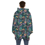 Exotic Tropical Toucan Pattern Print Hoodie Blanket