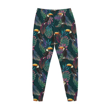 Exotic Tropical Toucan Pattern Print Jogger Pants