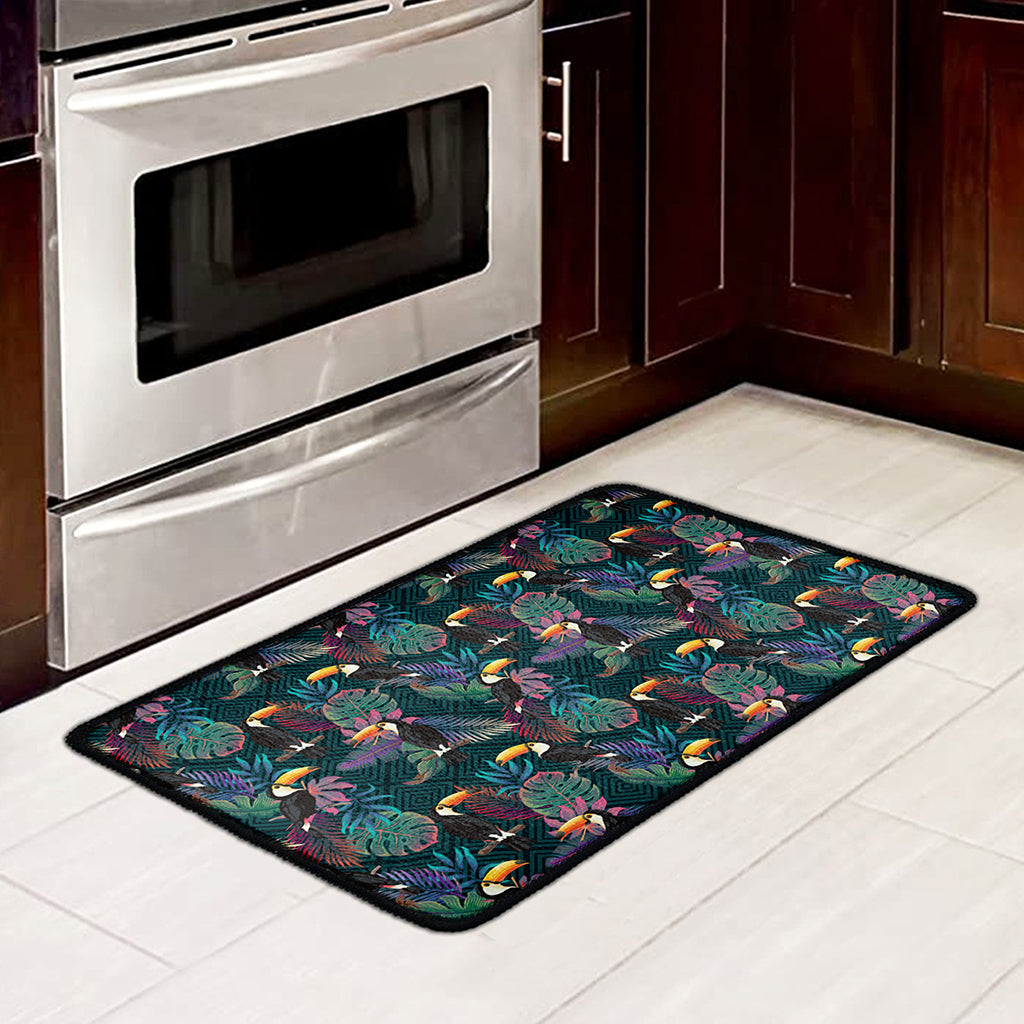 Exotic Tropical Toucan Pattern Print Kitchen Mat