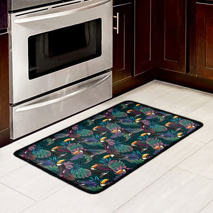Exotic Tropical Toucan Pattern Print Kitchen Mat